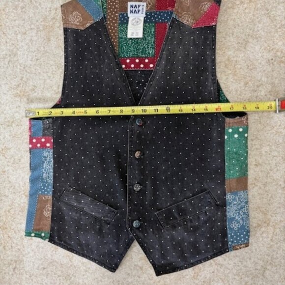 Vintage Naf Naf Vest - One Size, Unisex, patchwork design - Picture 5 of 7